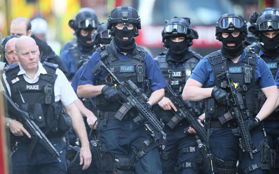  Armed police at London Bridge today after the terror attack last night