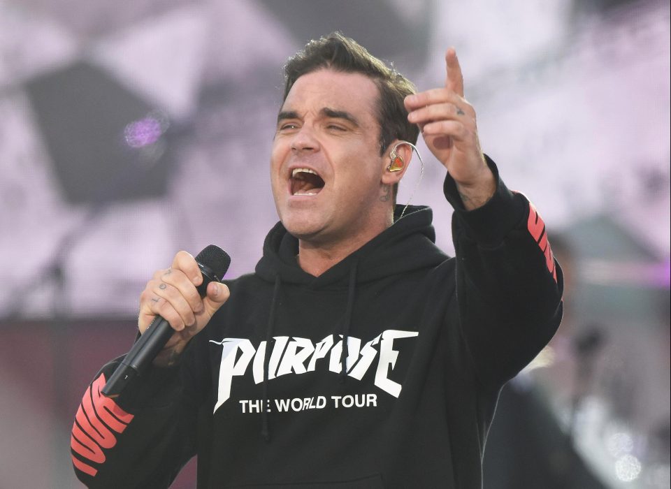  Robbie himself had earlier led the crowd at the gig in a rendition of his most famous song