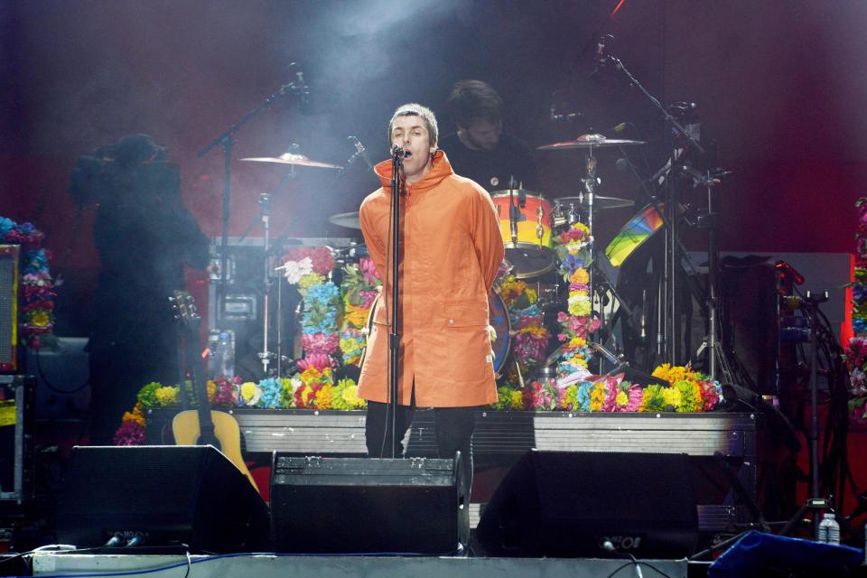  Liam Gallagher on stage in Manchester last night at the One Love concert for the victims of the terror attack