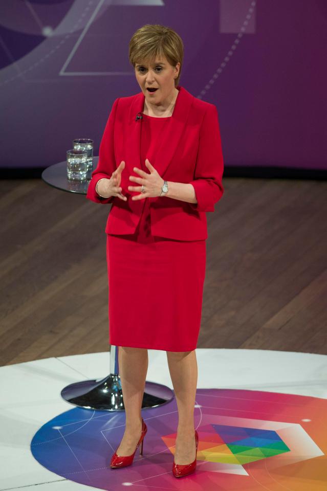  The SNP leader donned a striking red suit and matching shoes this evening on the BBC's Question Time