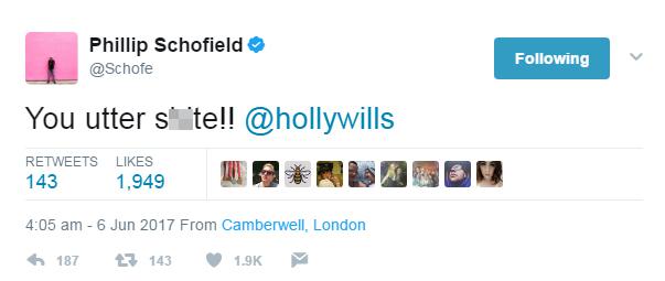  Phil jokingly hit back at Holly on Twitter