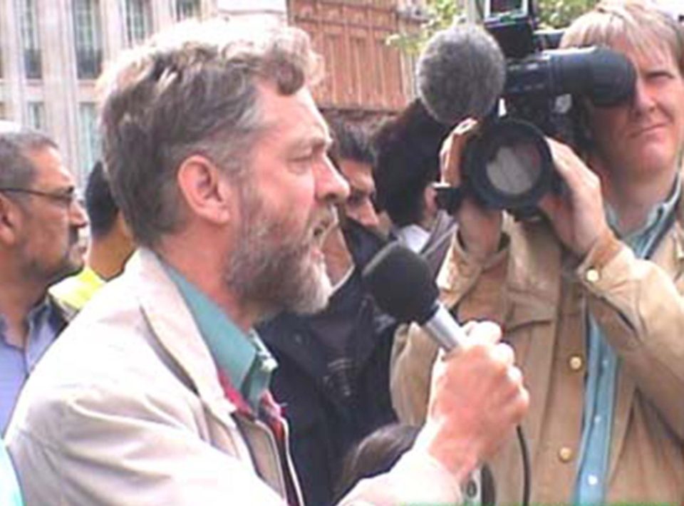  Corbyn addressed crowds in Trafalgar Square in 2002, and witnesses said members of terror group al-Muhajiroun were present