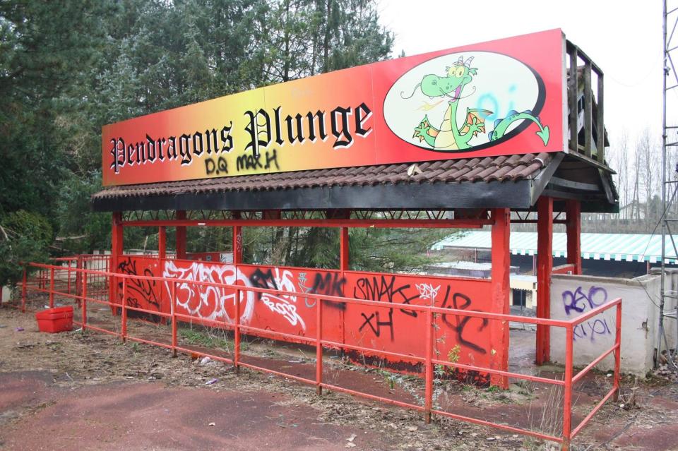  Rides such as this one, Pendragons Plunge, have been covered with graffiti