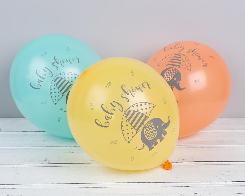  The baby shower range includes pastel coloured balloons