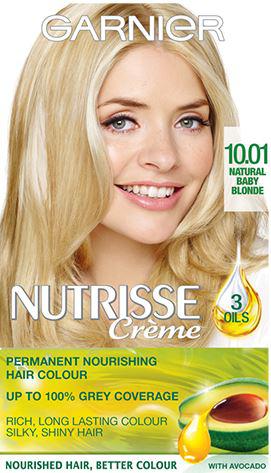  Holly has dyed her hair with Garnier Nutrisse Crème in shade 10.01 Natural Baby Blonde since 2014