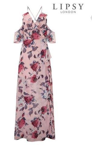  Lipsy’s £45 cold-shoulder dress has a dramatic rose print