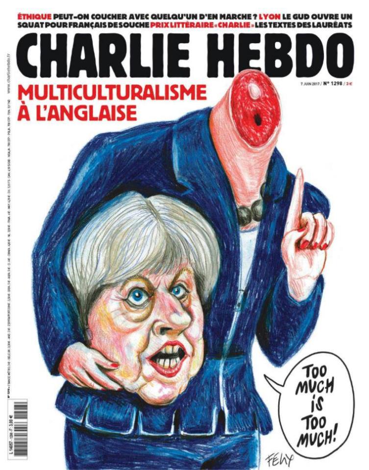 Charlie Hebdo ran this image of Theresa May on its front cover today 