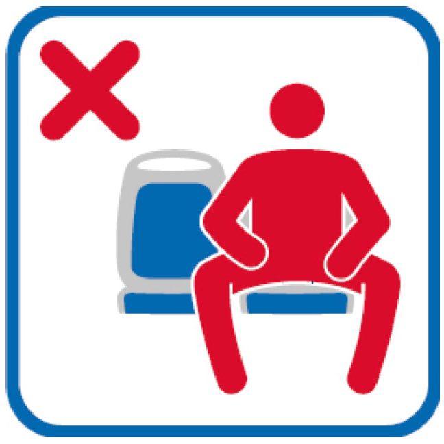  Bus operator EMT is putting up new signs showing a seated male figure next to a big red cross