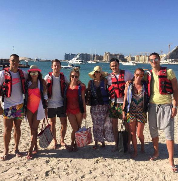 Footballers Winston Reid, Joe Myers, Joey O'Brien and Andy Carroll with their other halves in Dubai 