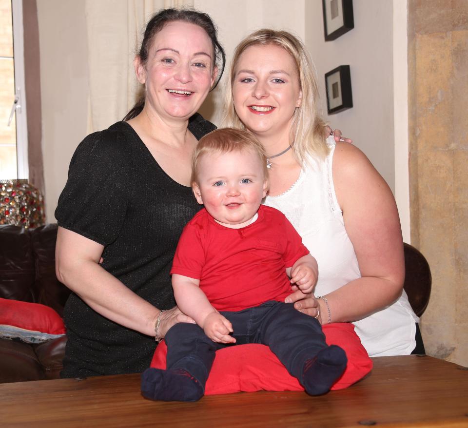  Katherine (right) gave birth to Caspian after mum Jacky was unable to conceive