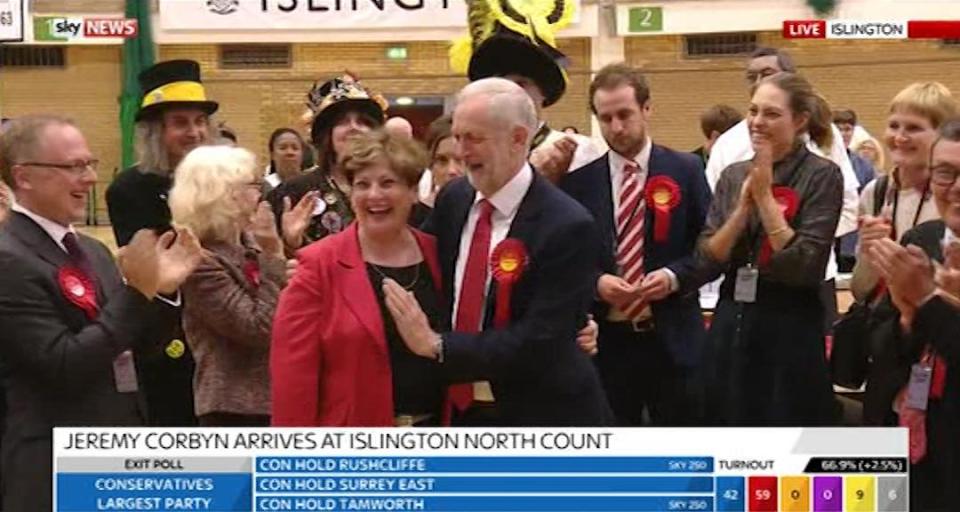 Jeremy Corbyn, leader of Britain's opposition Labour Party, and Labour Party candidate Emily Thornberry - with Corbyn making an embarrassing gaffe