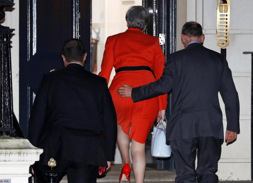  The PM arrived back at Conservative HQ to assess the results