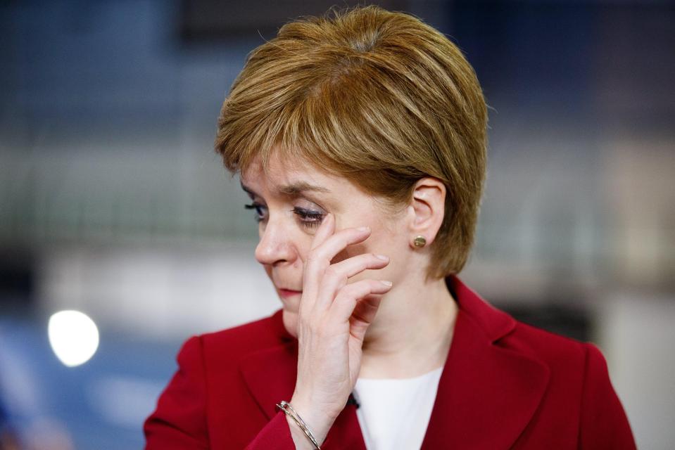  A visibly upset First Minister saw her predecessor Alex Salmond lose his seat