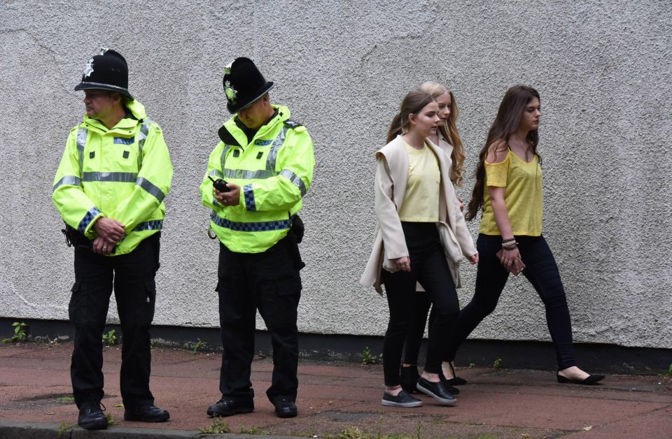  A group of girls arrive wearing yellow, as requested by Courtney's family