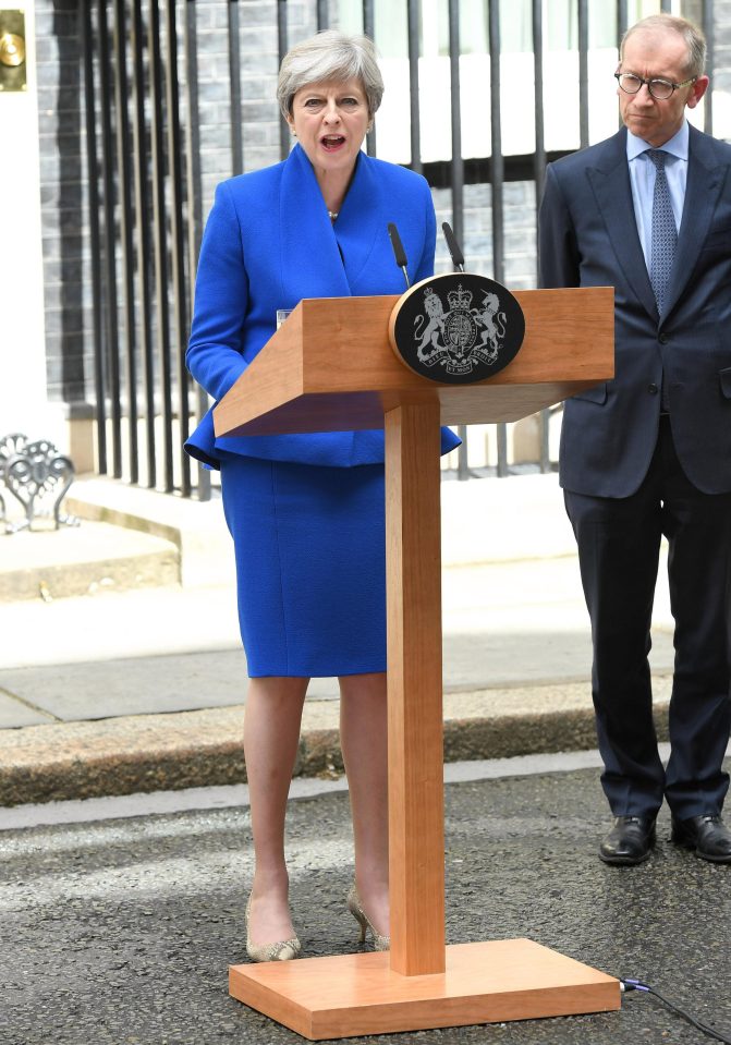 Theresa May vowed to stay on as PM yesterday with husband Philip by her side 