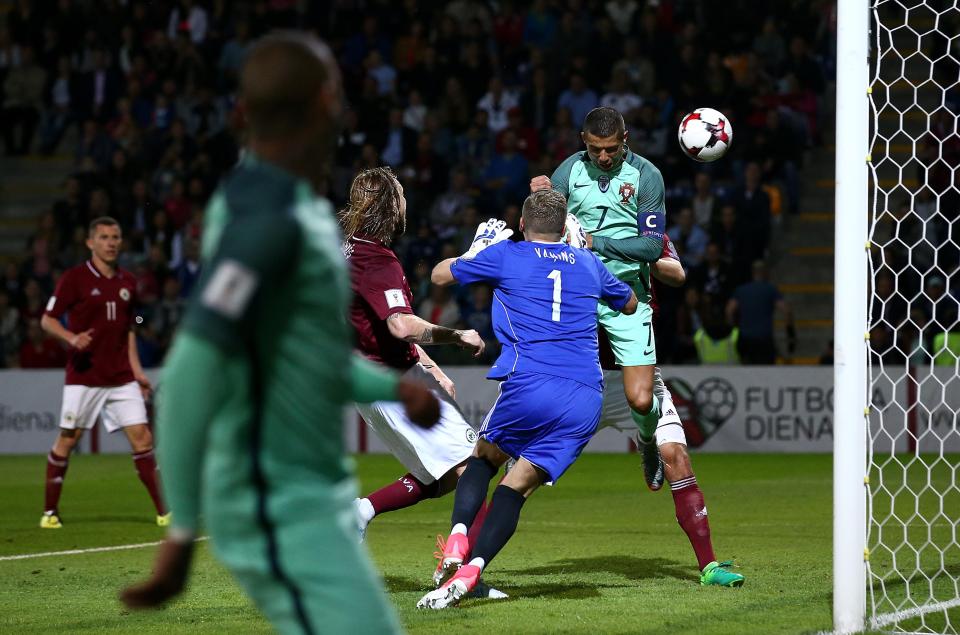  But the 32-year-old striker wasn't finished yet, and thundered home another header to make it 2-0 to the Portuguese