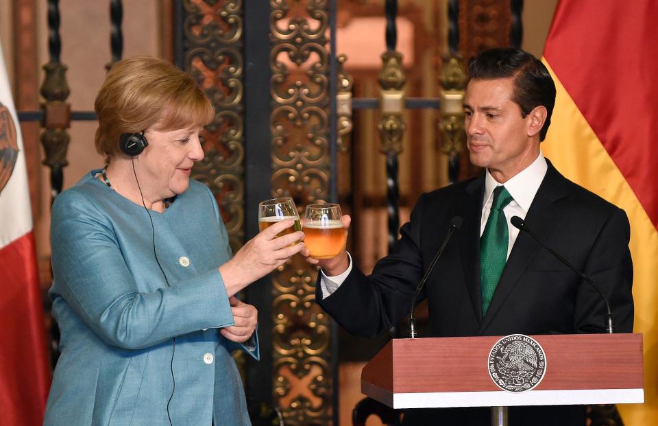  The two had a toast while she was on a trip to Mexico City