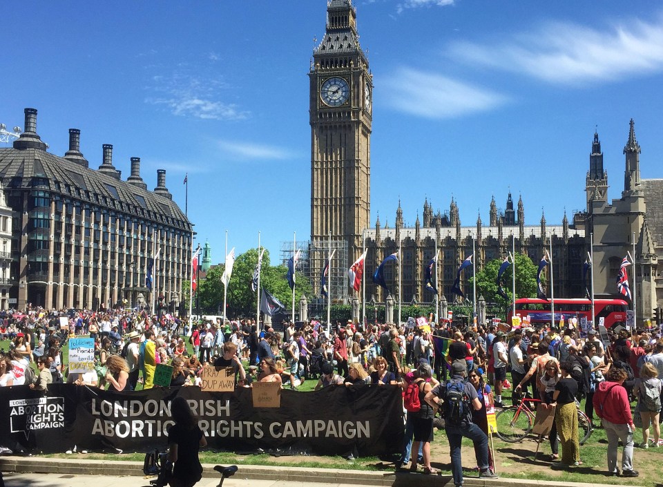 Hundreds gathered in protest to the alliance between the Tories and the DUP