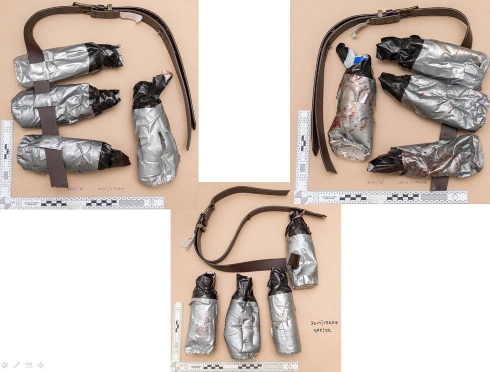  All three men had fake bombs strapped to them as they attacked people at random