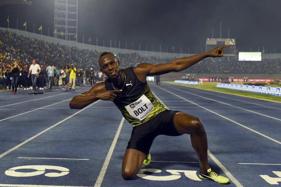  The eight-time Olympic gold medalist did his trademark celebration