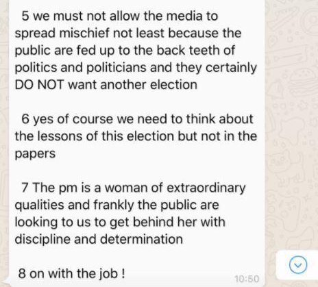  Screenshots of the WhatsApp message sent out by Boris Johnson