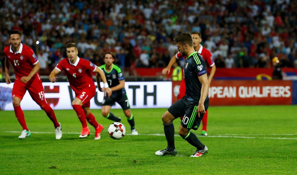  Aaron Ramsey netted a 'Panenka' penalty in Wales' 1-1 draw with Serbia