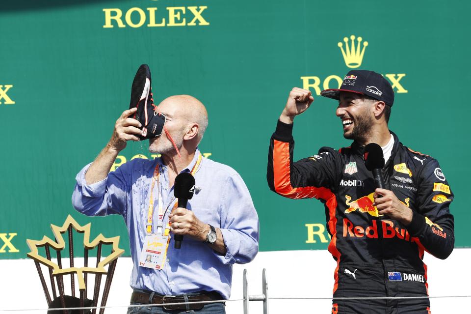  Sir Patrick Steward copied Daniel Ricciardo's 'shoey' celebration