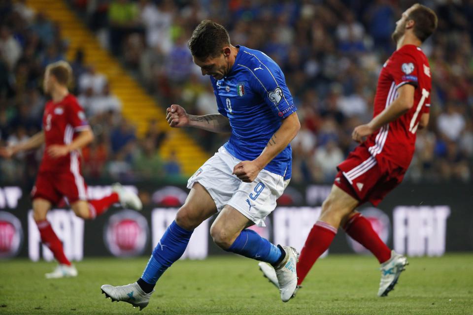  Andrea Belotti celebrated after netting in the World Cup qualifier