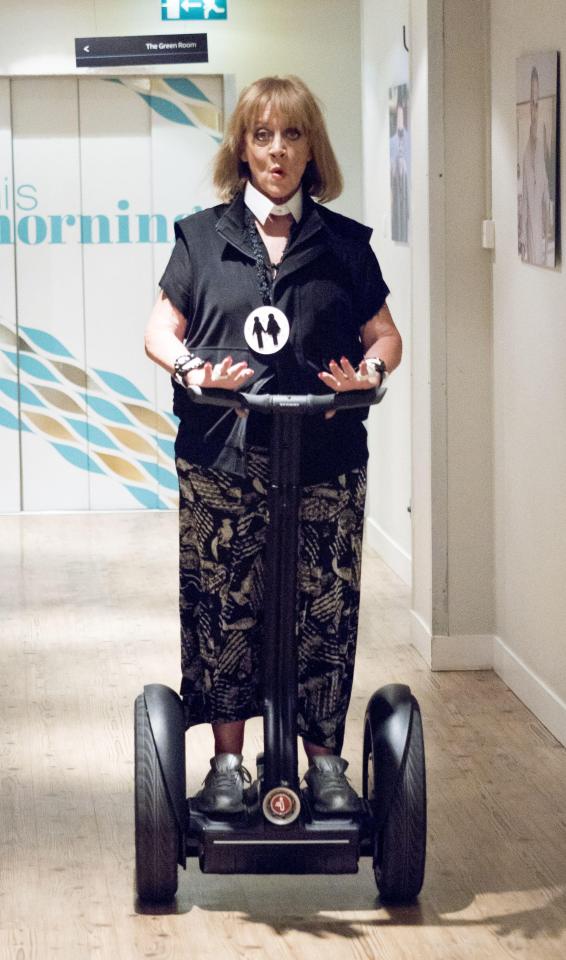  The energetic actress arrived to her interview on a Segway