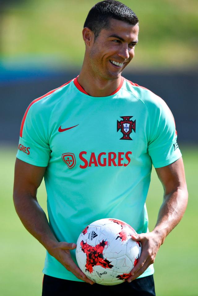  The Real Madrid man seemed relaxed in training as Portugal prepared for the Confederations Cup