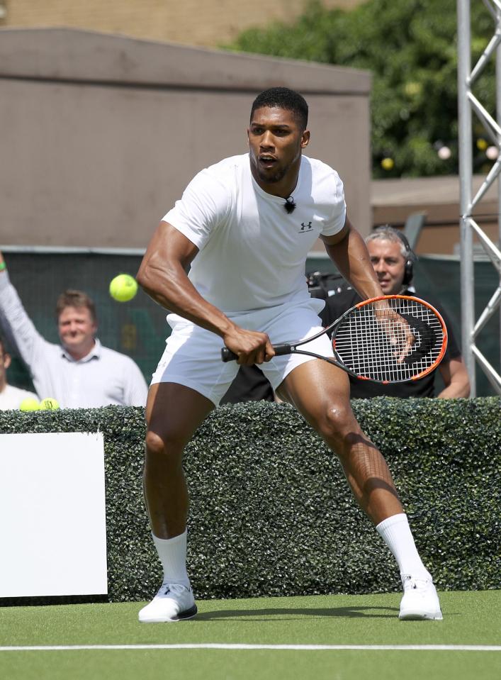 Anthony Joshua proved just as competitive on the tennis court as he is in the boxing ring