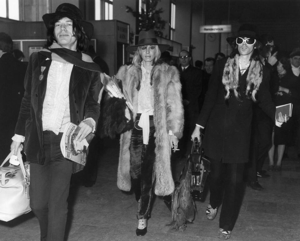  Mick Jagger (left) Anita and Keith Richards arrive at London Airport in 1968 on the way to Brazil