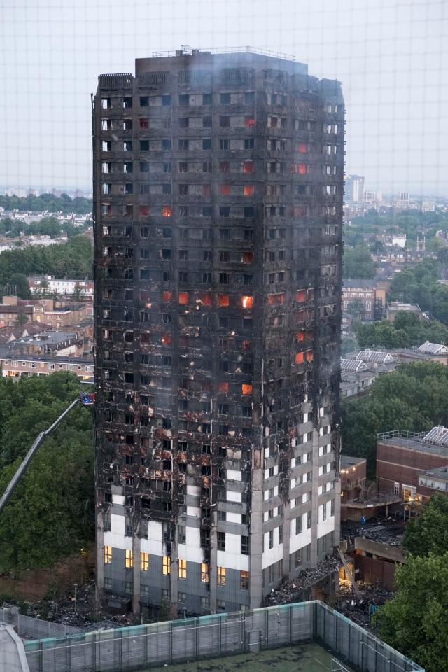  The aluminium panels were seen melting and falling away during the blaze