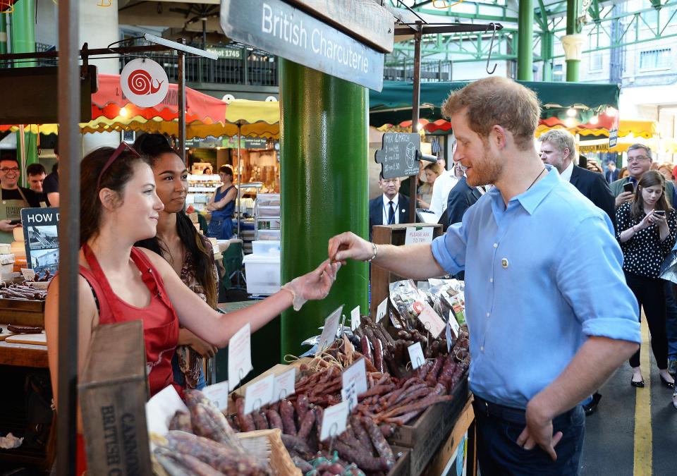  Harry was also seen sampling some charcuterie at the market, which is hugely popular with tourists