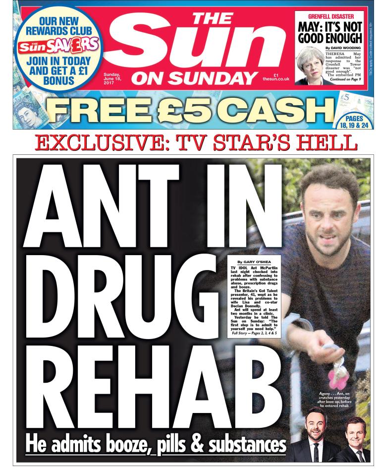 How The Sun on Sunday reported the TV idol's crippling drink and drug addiction 