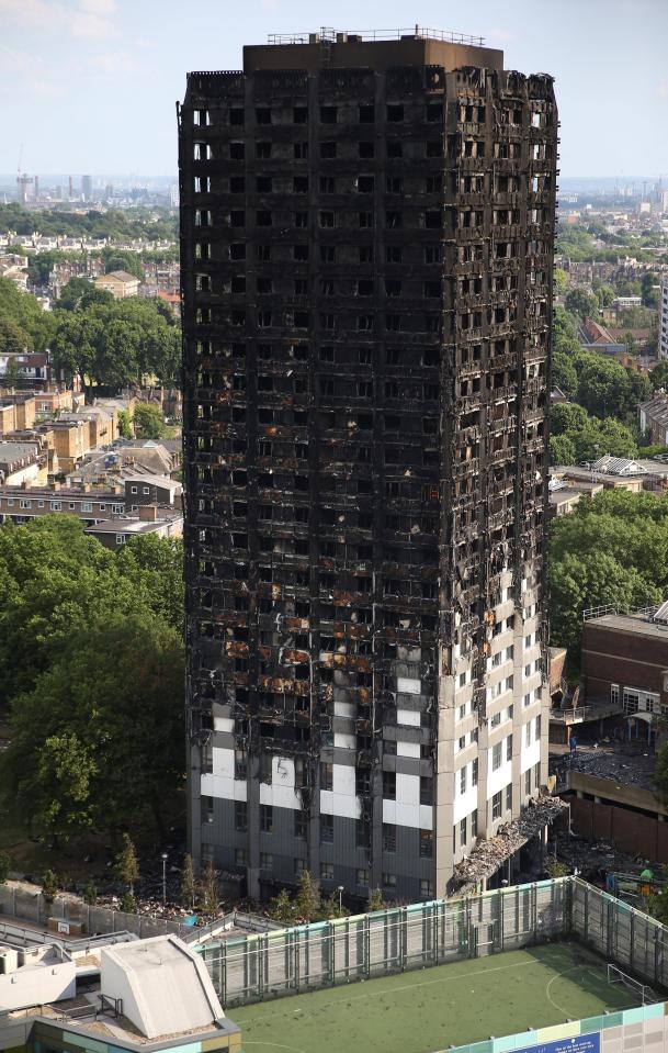  The burnt out remains of Grenfell Tower in Kensington, West London, after the disaster earlier this month