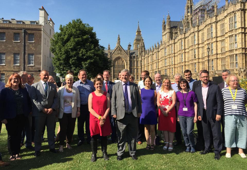  Ian Blackford (centre) is threatening to block the Repeal Bill