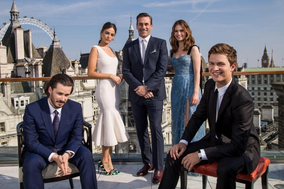 The cast of Baby Driver pose for a photo