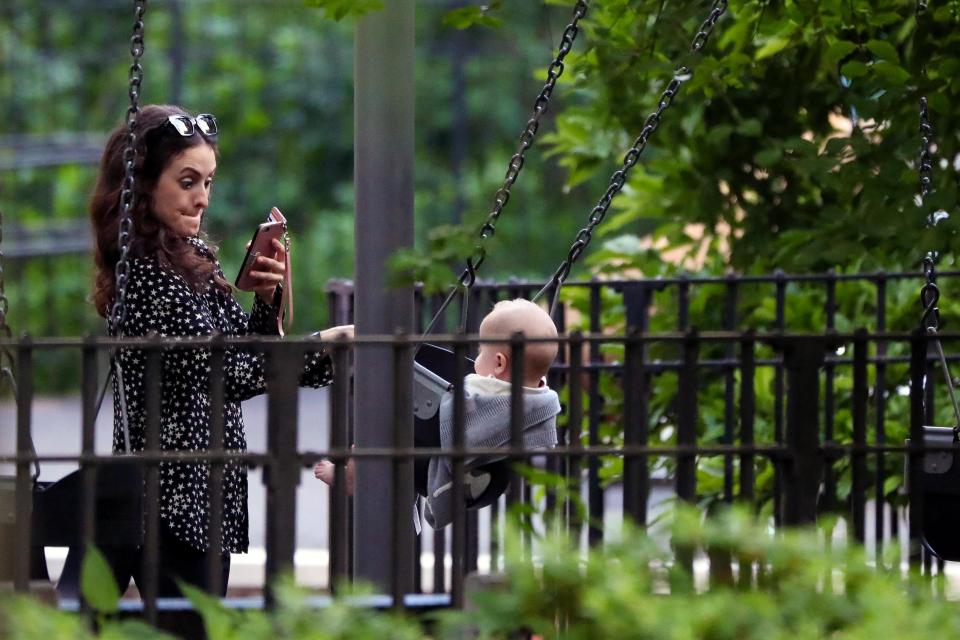  Mick and Melanie had earlier spent 45 minutes together before he left and she took their tot for a stroll