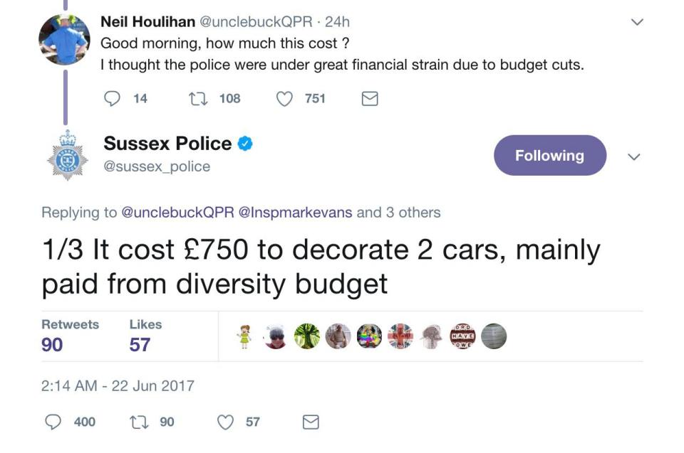  Sussex Police were then forced to defend their handiwork