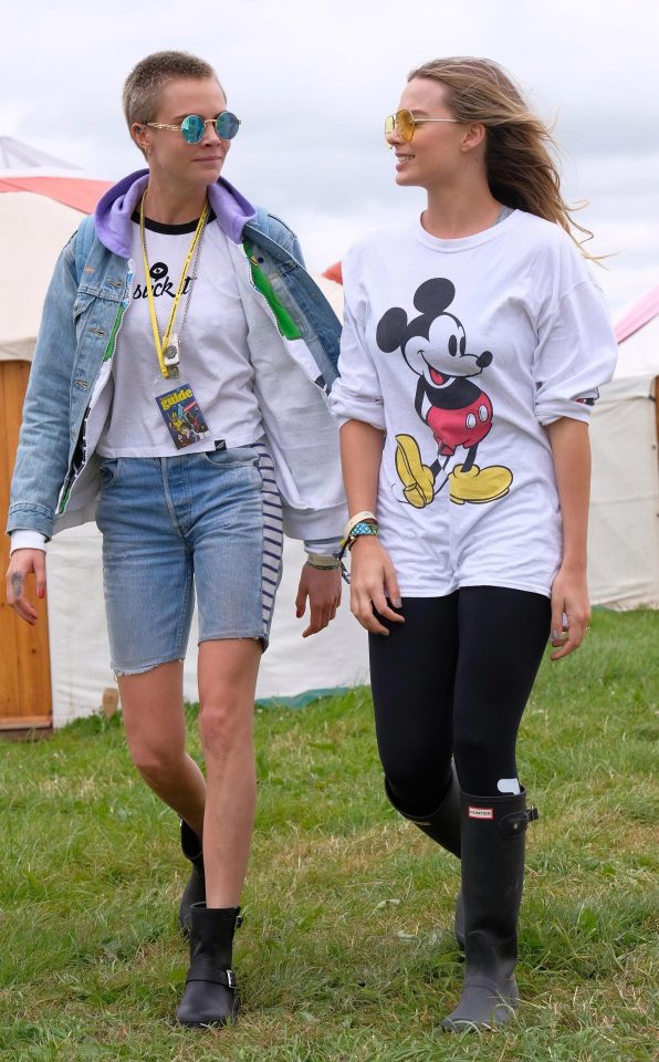  Cara Delevingne at Glastonbury with Margot Robbie