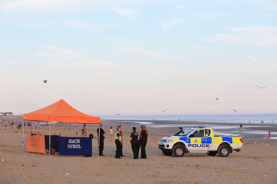  Police at Camber Sands following the tragedy