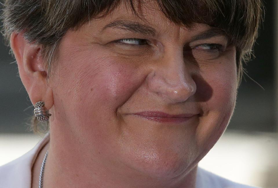  Democratic Unionist Party leader Arlene Foster after closing a deal for the DUP’s 10 MPs to back the Tories during major votes