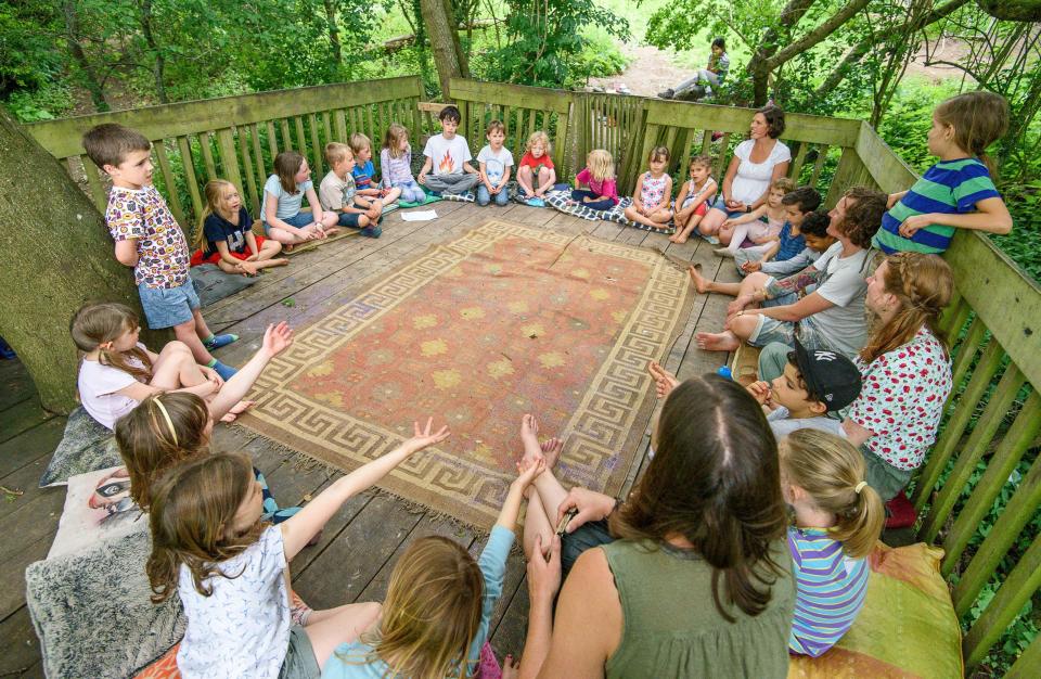  Children sit in circles and often give a presentation about their chosen passion