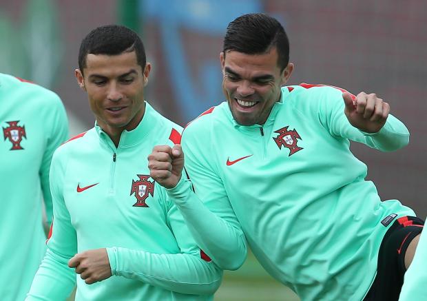 Pep with Cristiano Ronaldo on Confederations Cup duty