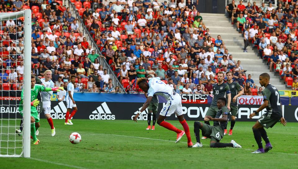  Chelsea striker Tammy Abraham tapped in from close range to give England the lead