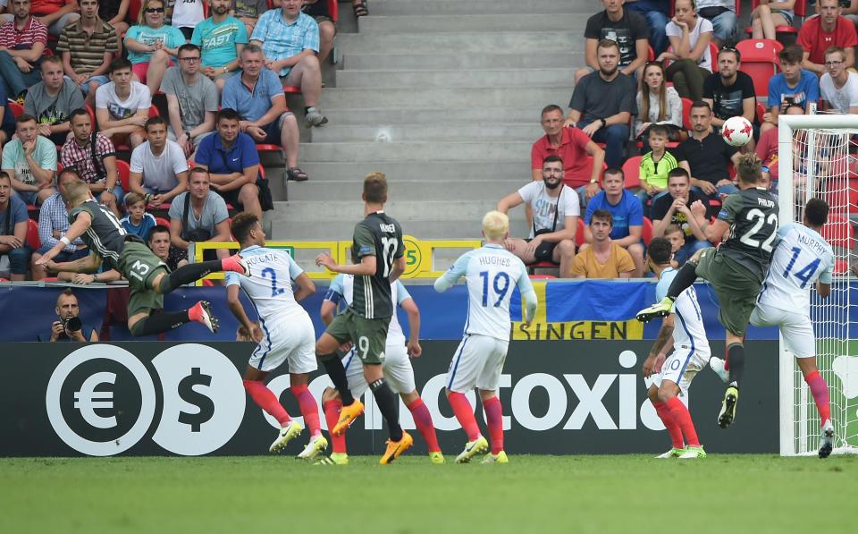  Felix Platte powered home a front-post header from a corner to draw Germany level