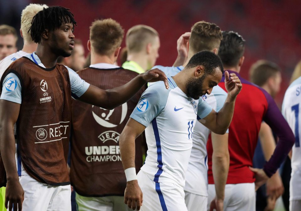  Nathan Redmond is consoled by Nathaniel Chalobah after missing the crucial spot-kick that sent England crashing out the U21 Euros semi-final