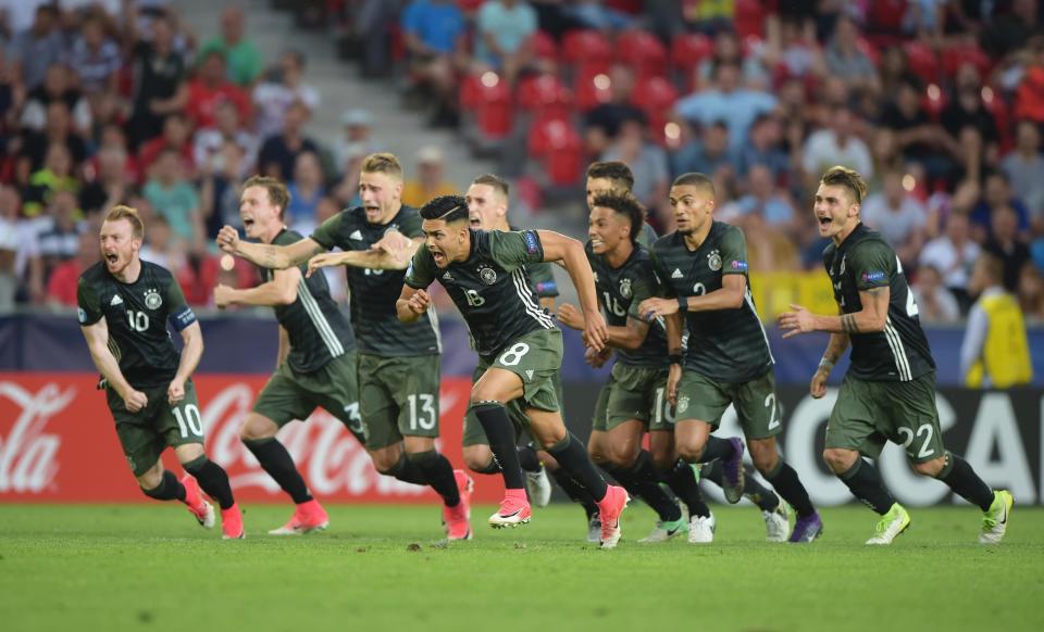  German players were jubilant after Redmond's miss