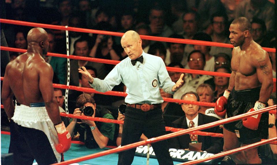  The referee gave Tyson the opportunity for a second bite at Holyfield